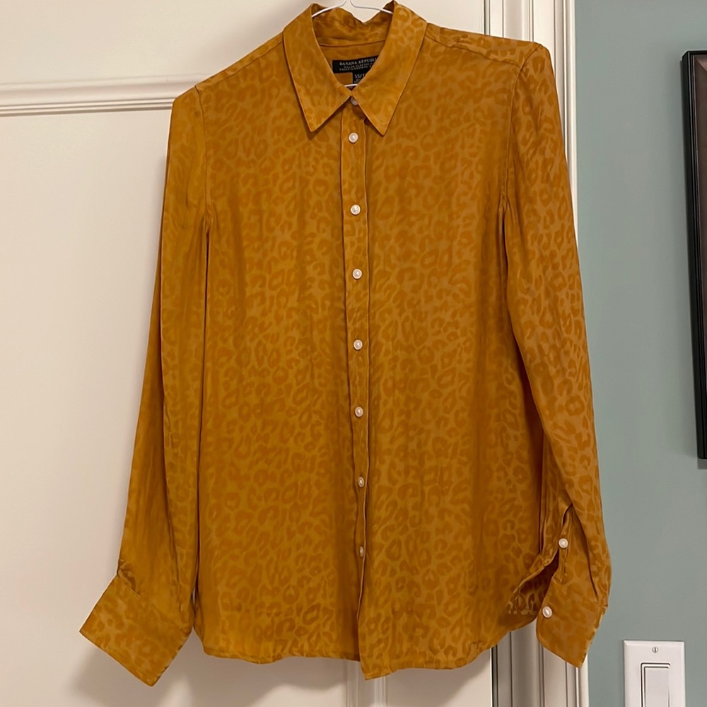 Yellow leopard button down Banana Republic button down